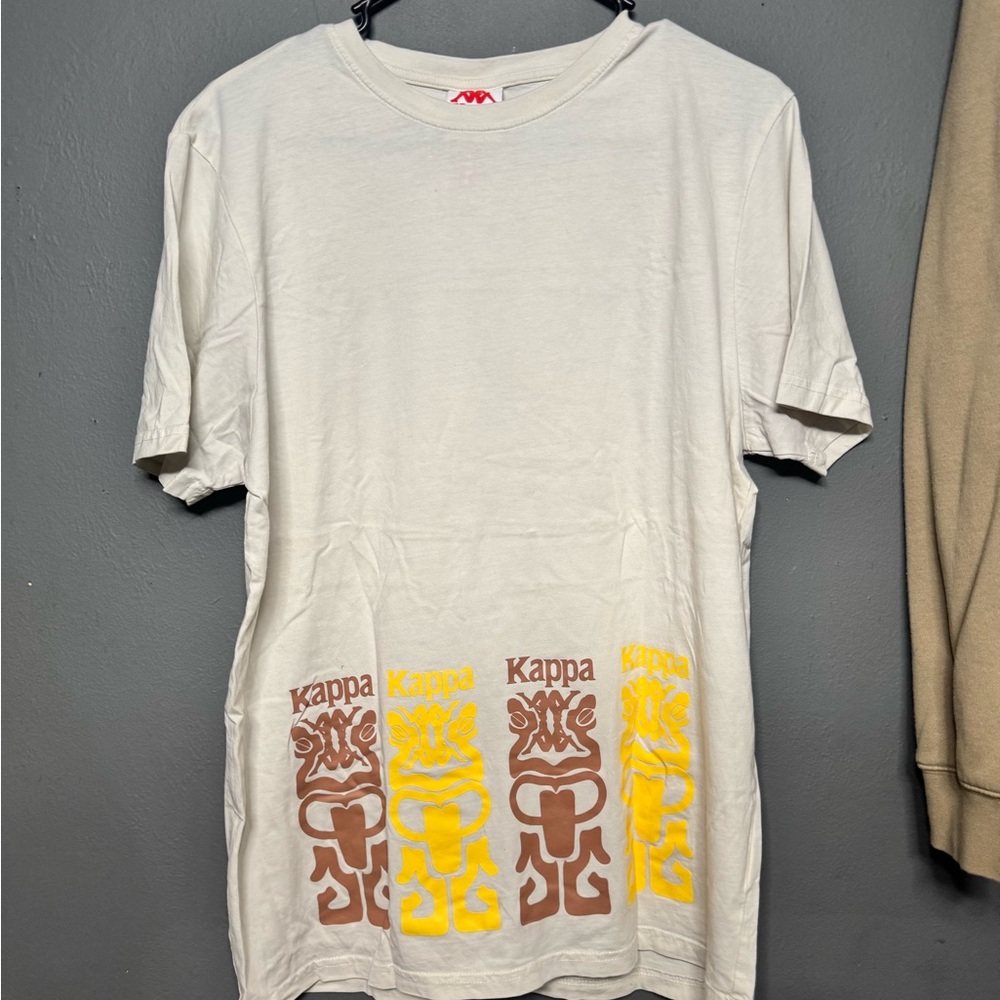 Kappa Men's Beige and Yellow Graphic Tee